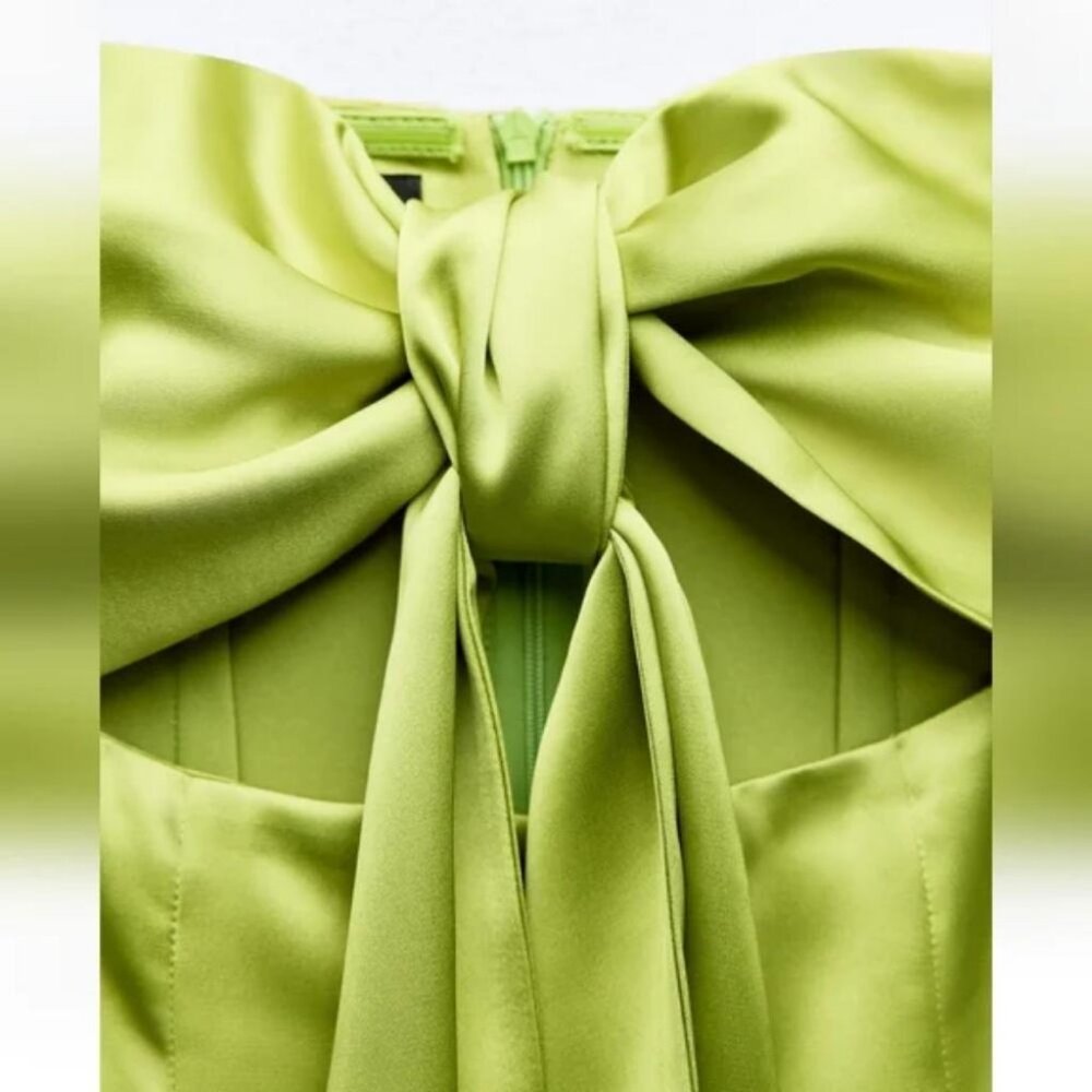 ZARA CUT OUT BOW SATIN EFFECT JUMPSUIT - Picture 5 of 6